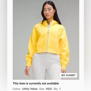 NEW LULULEMON OVERSIZED FULL ZIP SCUBA - UTILITY YELLOW